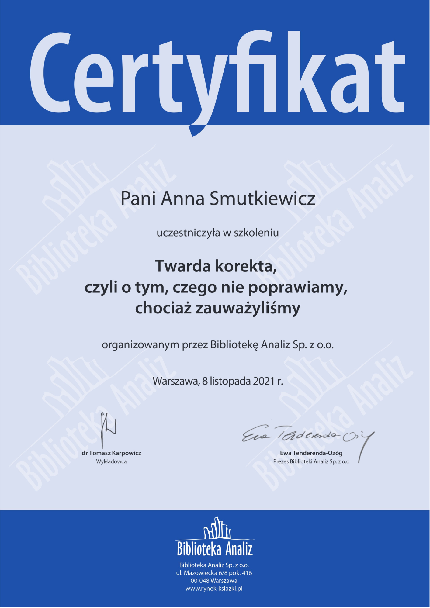 Certyfikat 1